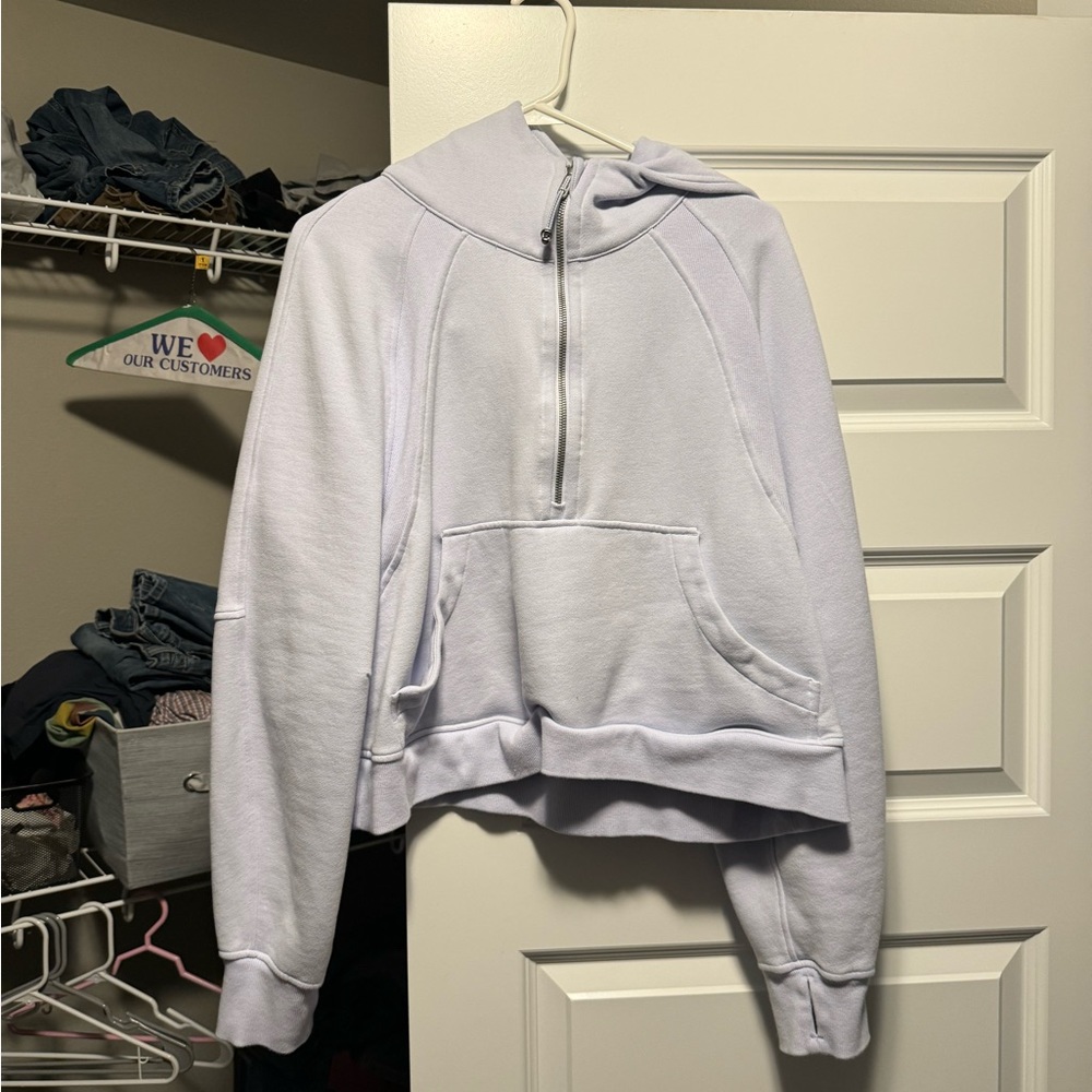 Lulu light purple scuba cropped half zip